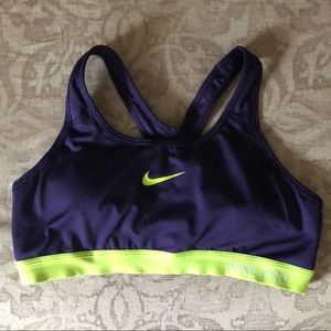 Nike Pro Purple and Yellow Neon Sports Bra